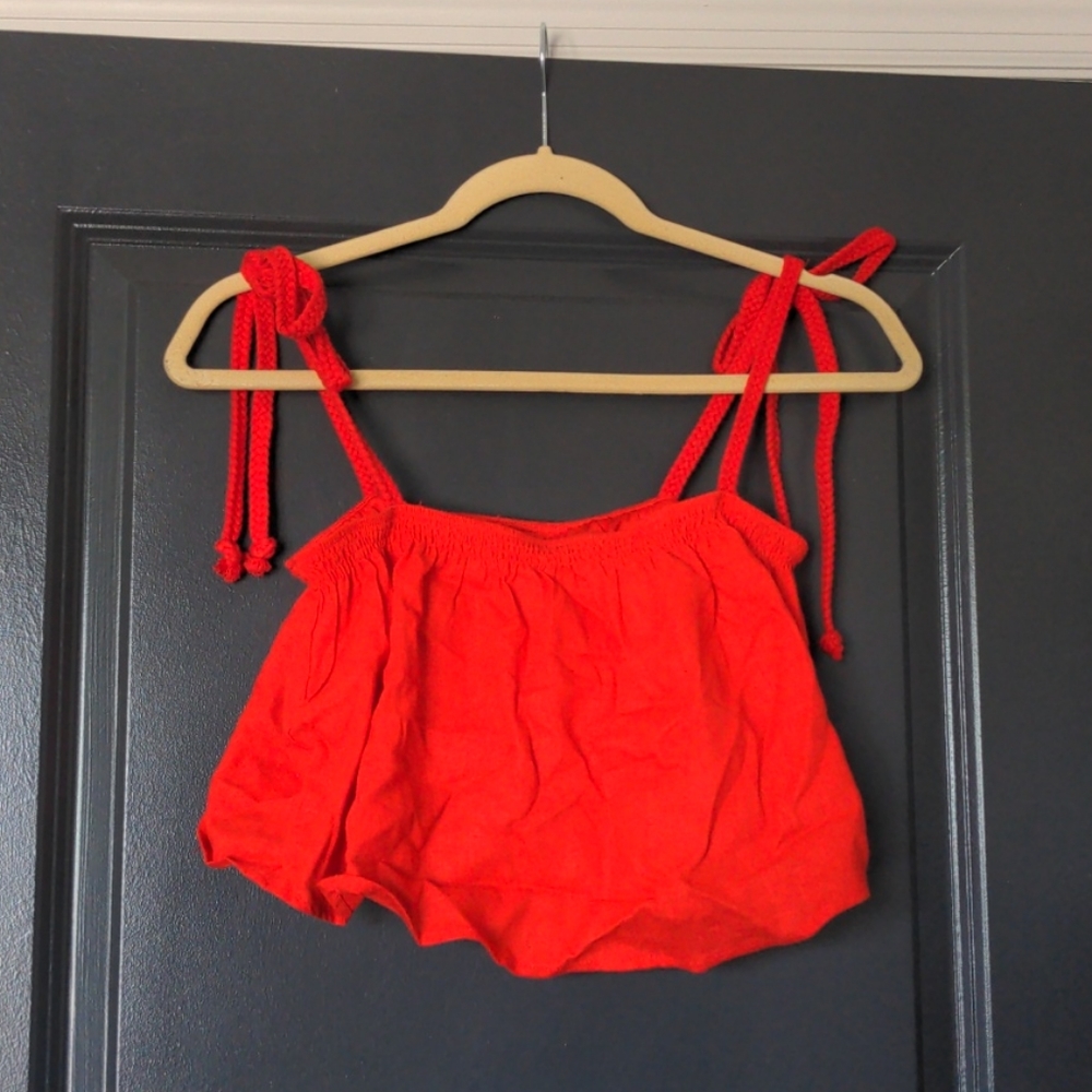 Red Ruffle Crop Top